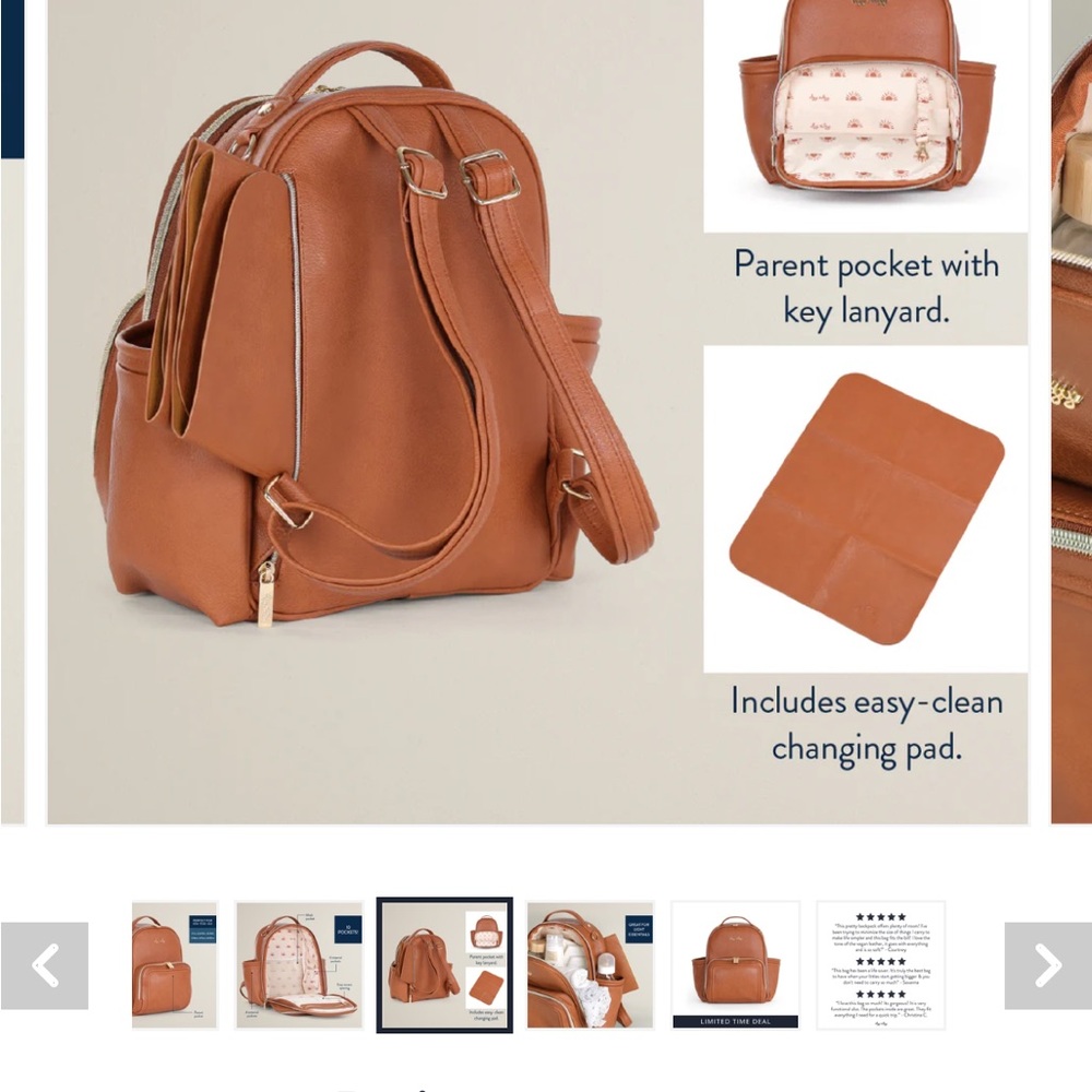 Itzy Ritzy Brown Backpack with Classic Design - Picture 3 of 5